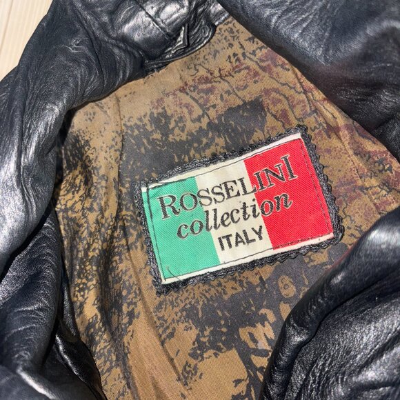 Vintage Rosselini Black Genuine Leather Jacket S - Picture 8 of 13